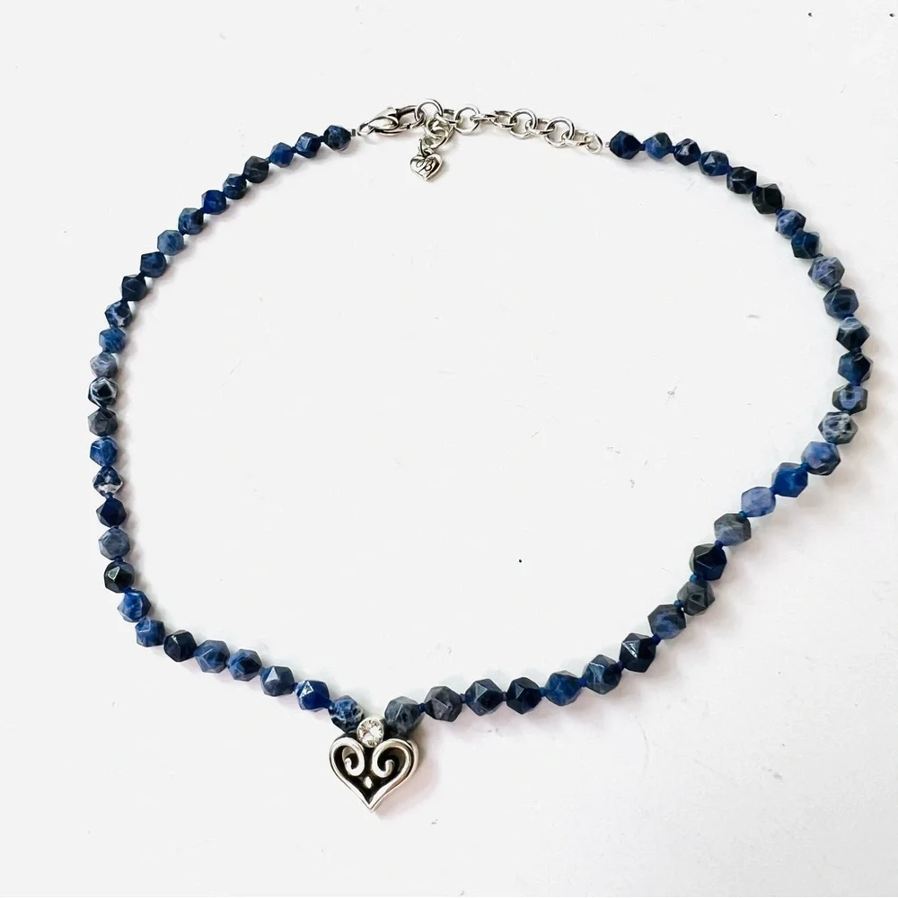 Brighton Lapis Lazuli Heart Necklace Blue Gemstone 15.5” + 2.5” Extender